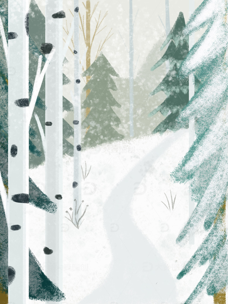 源文件下载【趣麦麦图】手绘冬天大雪小雪背景