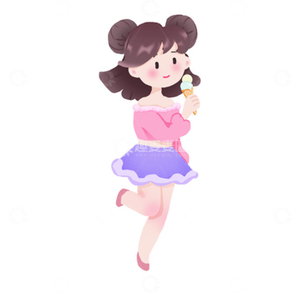 源文件下载【趣麦麦图】吃冰淇淋的小女孩