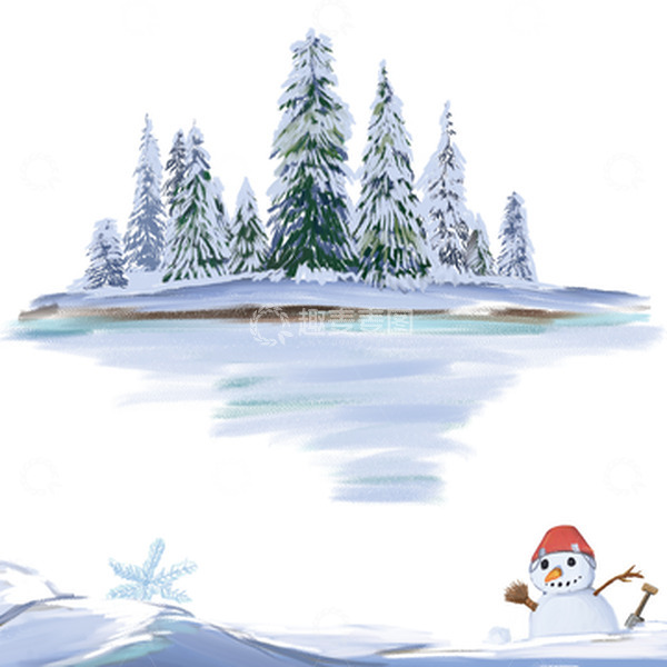 源文件下载【趣麦麦图】冬季树木雪景雪人雪地元素