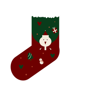 红色绿色圣诞袜圣诞节元素