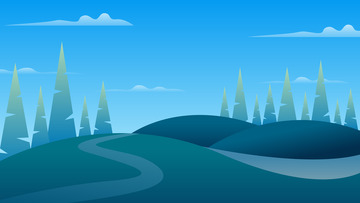 绿色山水郊游插画背景