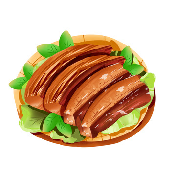 手绘冬季美食腊肉装饰元素