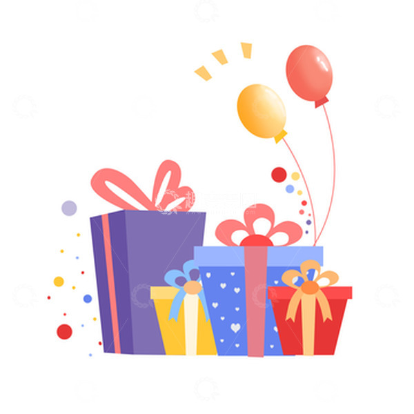 源文件下载【趣麦麦图】扁平简约卡通礼物礼品盒双十一促销素材