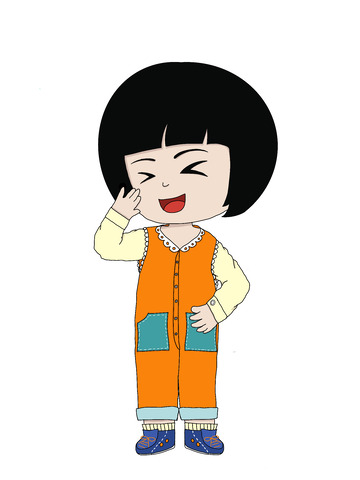 橙色衣服调皮可爱小朋友免抠素材