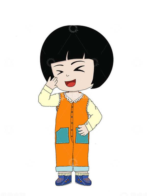 源文件下载【趣麦麦图】-橙色衣服调皮可爱小朋友免抠素材