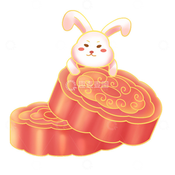 源文件下载【趣麦麦图】-国潮风中秋节兔子吃月饼元素