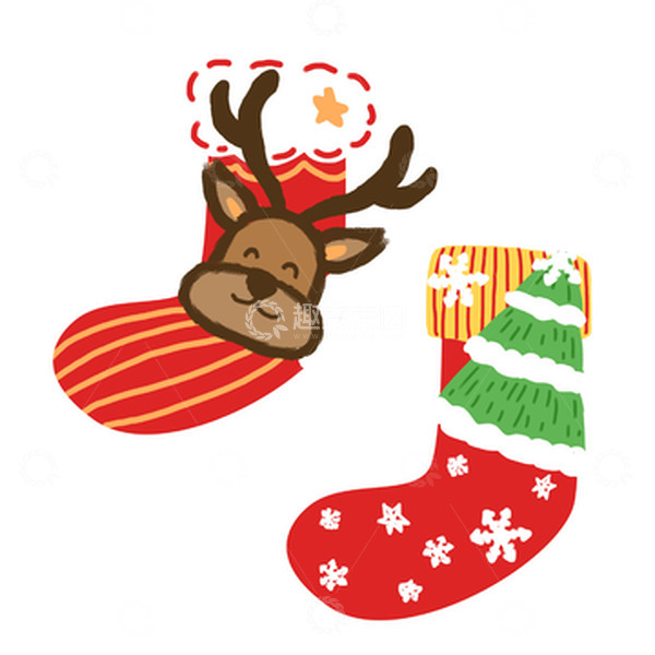 源文件下载【趣麦麦图】红色卡通可爱圣诞节袜子手绘图