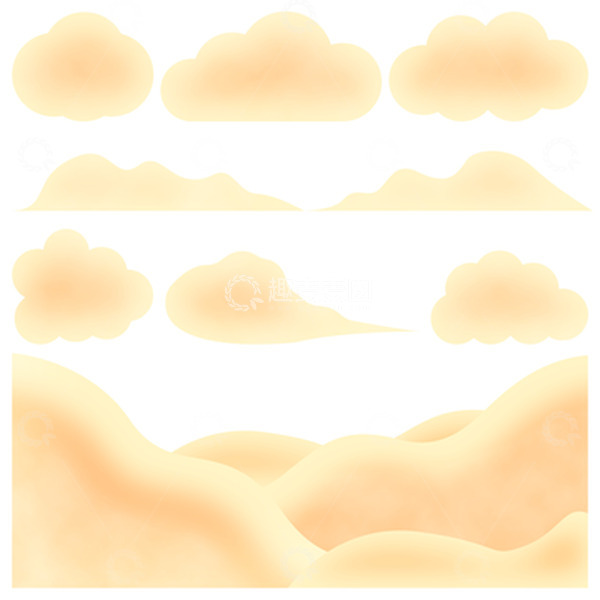 源文件下载【趣麦麦图】3D微立体光影质感祥云底部装饰