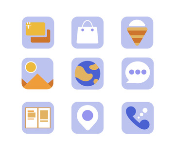 蓝白黄 扁平风 UI图标设计