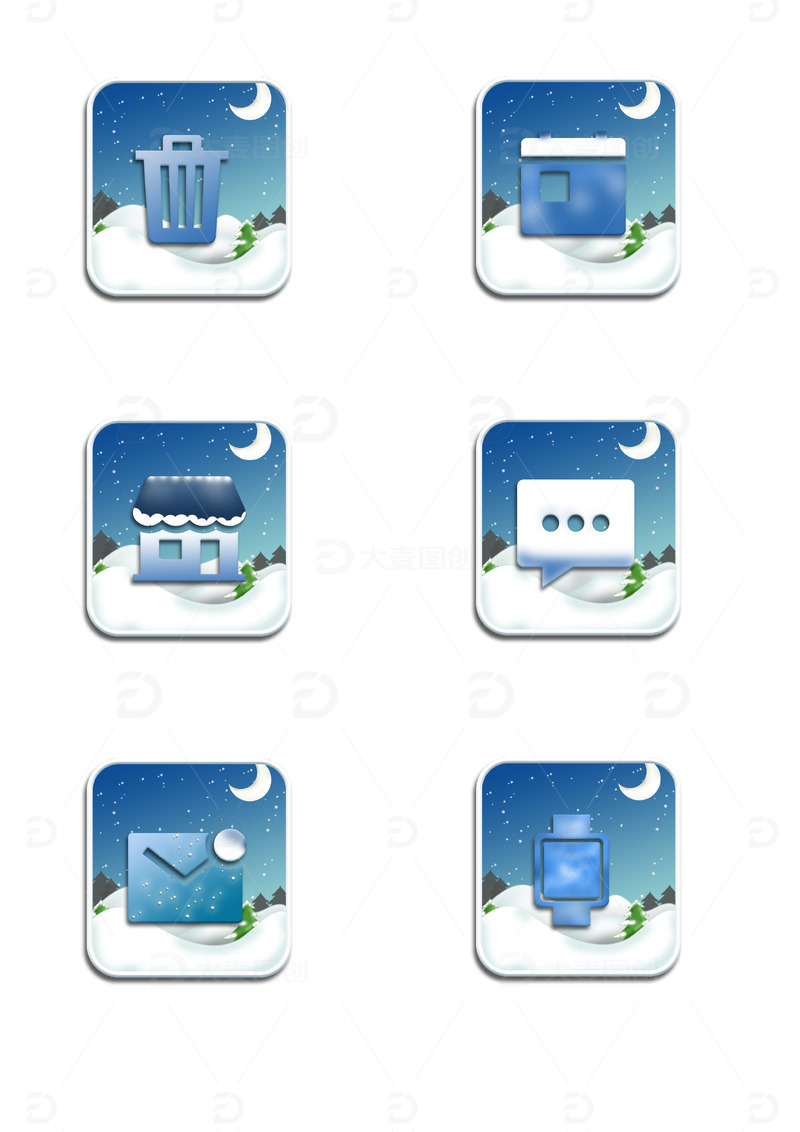 源文件下载【趣麦麦图】大雪小雪手机图标