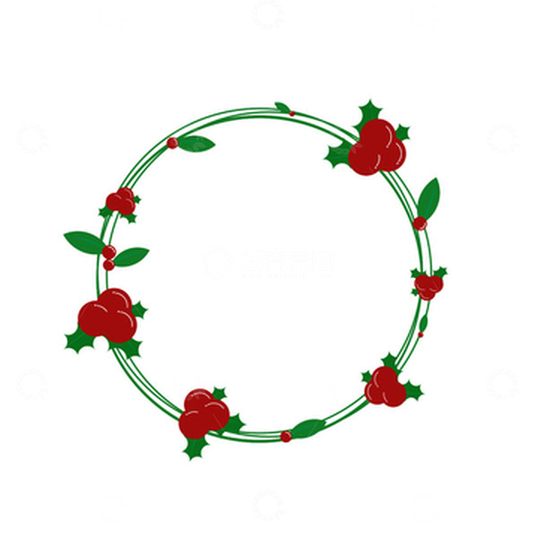 源文件下载【趣麦麦图】红绿色圣诞花环简约圆形边框手绘
