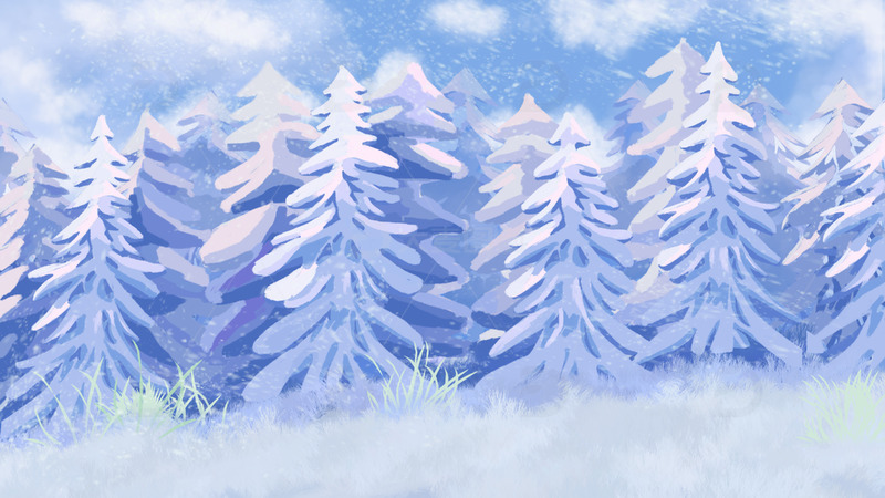 源文件下载【趣麦麦图】手绘下雪森林