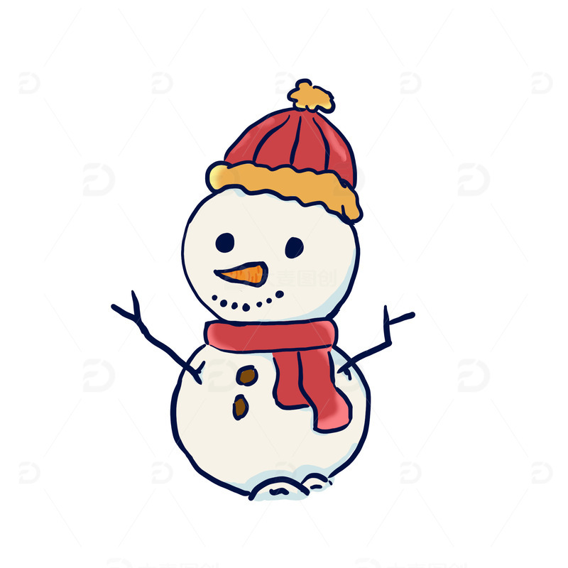 源文件下载【趣麦麦图】手绘卡通可爱雪人元素