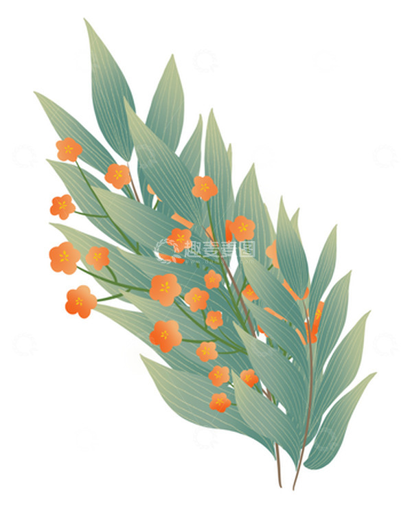 源文件下载【趣麦麦图】青绿色植物花草手绘