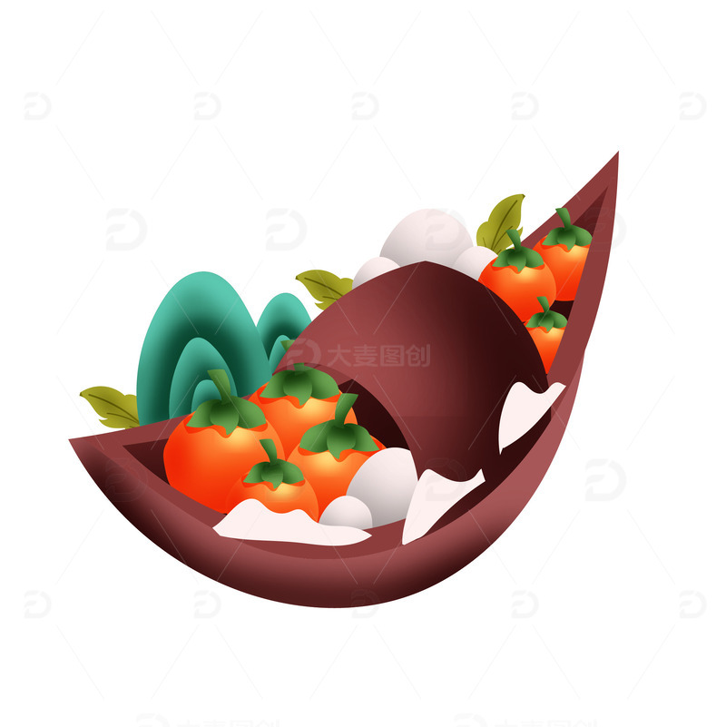 源文件下载【趣麦麦图】矢量手绘冬天小雪狮子小船装饰元素