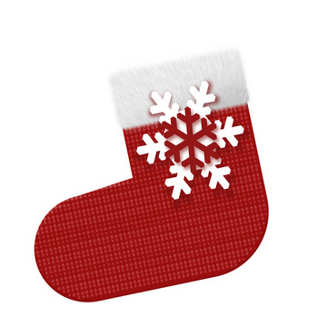 红色可爱毛绒雪花圣诞袜子手绘图