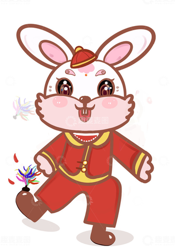 源文件下载【趣麦麦图】生肖兔新年踢毽子元素