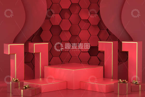 源文件下载【趣麦麦图】3D三维立体电商场景双11背景模型