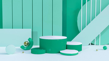 绿色立体C4D电商海报促销展台立体场景