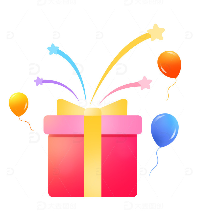 源文件下载【趣麦麦图】电商促销礼盒装饰漂浮元素