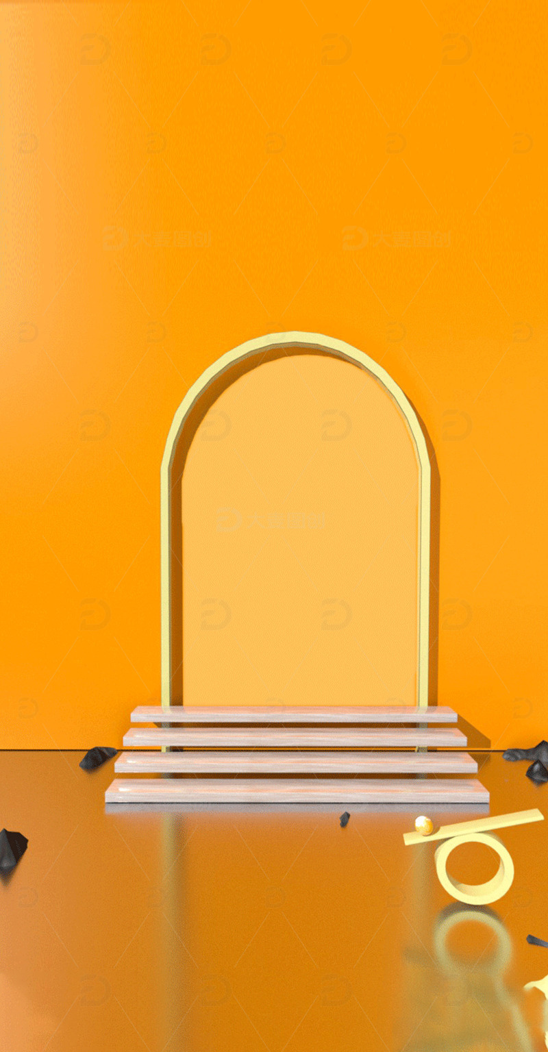 金色c4d立体几何电商展台金色展台背景