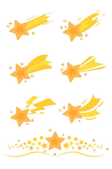 卡通可爱五角星流星生日庆典装饰图标