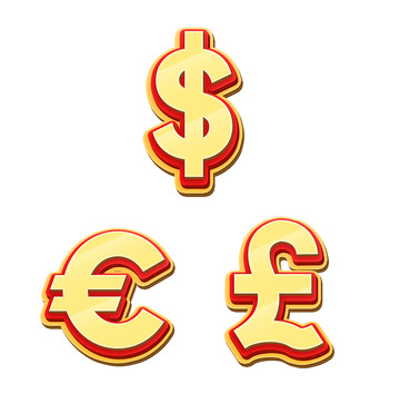 金色金黄色货币符号美元英镑美金欧元