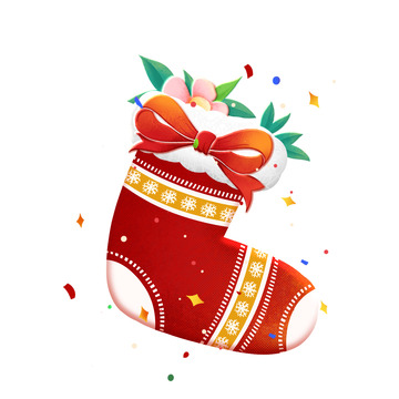 红色圣诞袜插画手绘元素