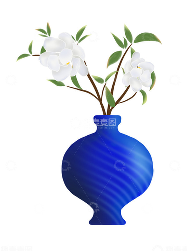 源文件下载【趣麦麦图】蓝色克莱因蓝花瓶插花装饰