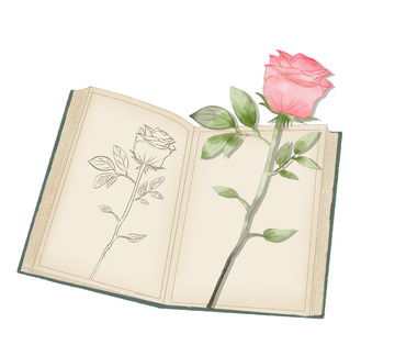 复古风手绘水彩淡彩玫瑰花花卉植物笔记本