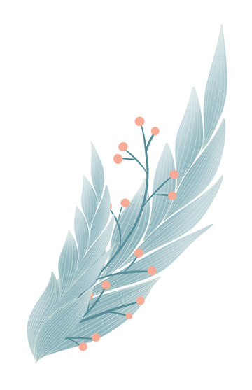 淡蓝色小清新植物手绘
