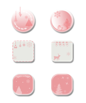 粉色圆形可爱卡通图标边框圣诞