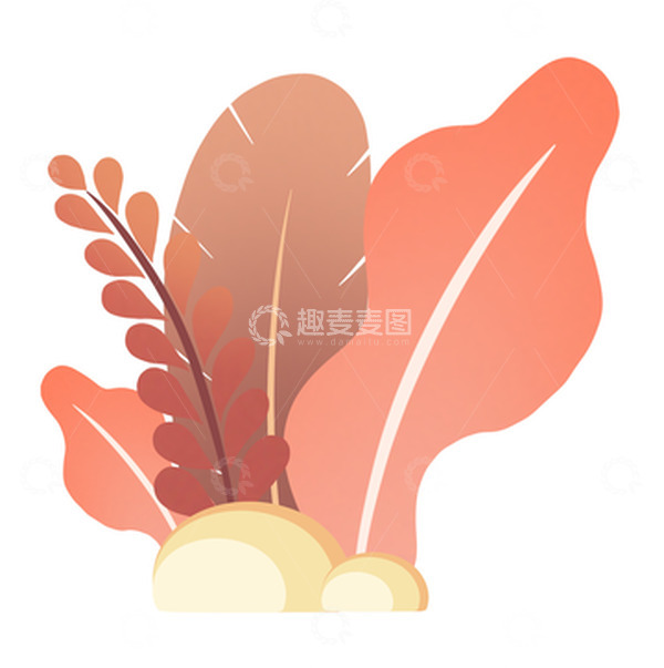 源文件下载【趣麦麦图】红色调植物花草手绘