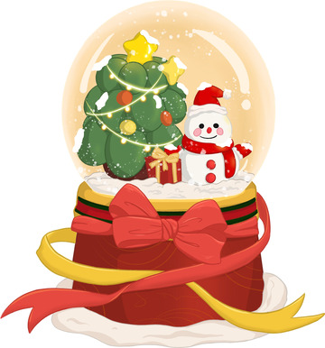 黄色+手绘+水晶球+圣诞节+温馨