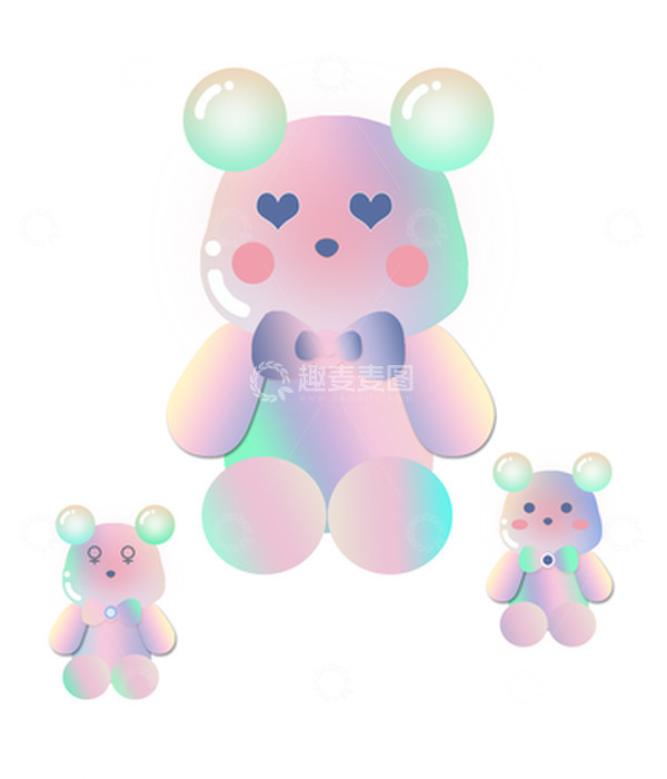 源文件下载【趣麦麦图】荧光卡通小紫熊玩偶