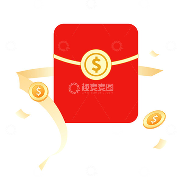 源文件下载【趣麦麦图】红色红包金币促销手绘电商