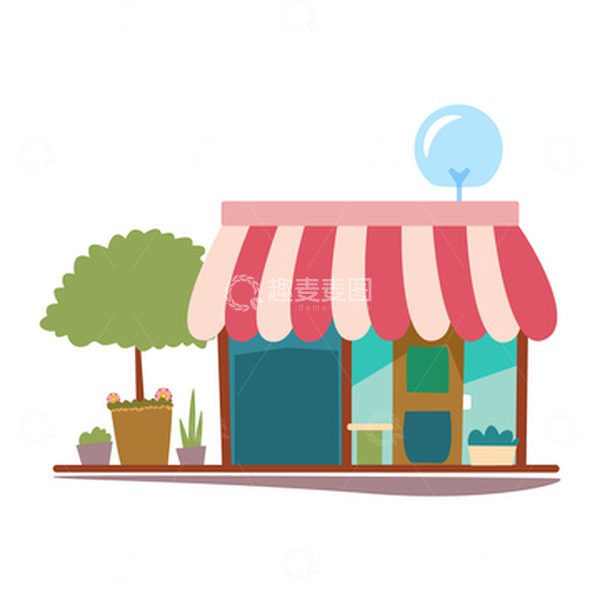 源文件下载【趣麦麦图】暖色扁平卡通商店电商手绘图案