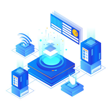 蓝色渐变科技互联网大数据可视化环绕装饰