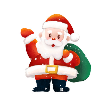 红色圣诞老人手绘节日人物插画