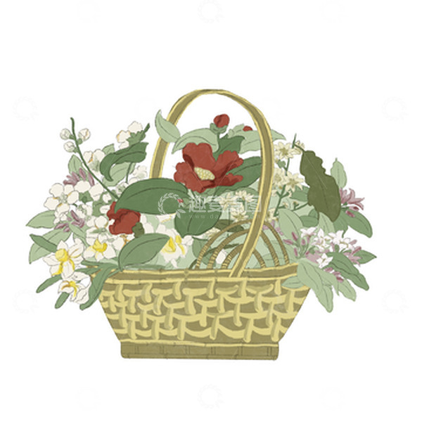 源文件下载【趣麦麦图】绿色中国风插花冬传统文化手绘图