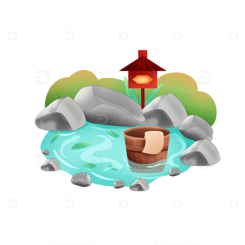 源文件下载【趣麦麦图】矢量手绘冬季温泉小雪大雪装饰元素