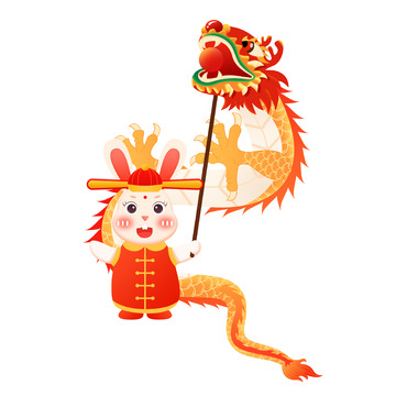 2023兔年可爱小兔子舞龙新春IP形象