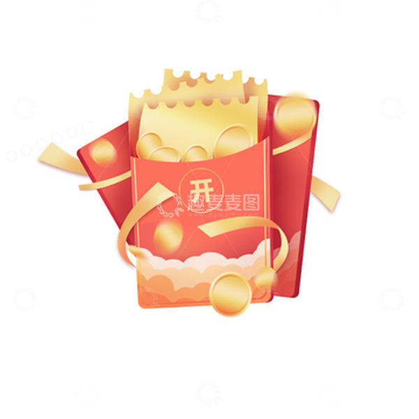 源文件下载【趣麦麦图】红色手绘电商促销红包元素