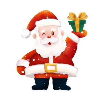 礼物圣诞老人圣诞节日手绘插画元素