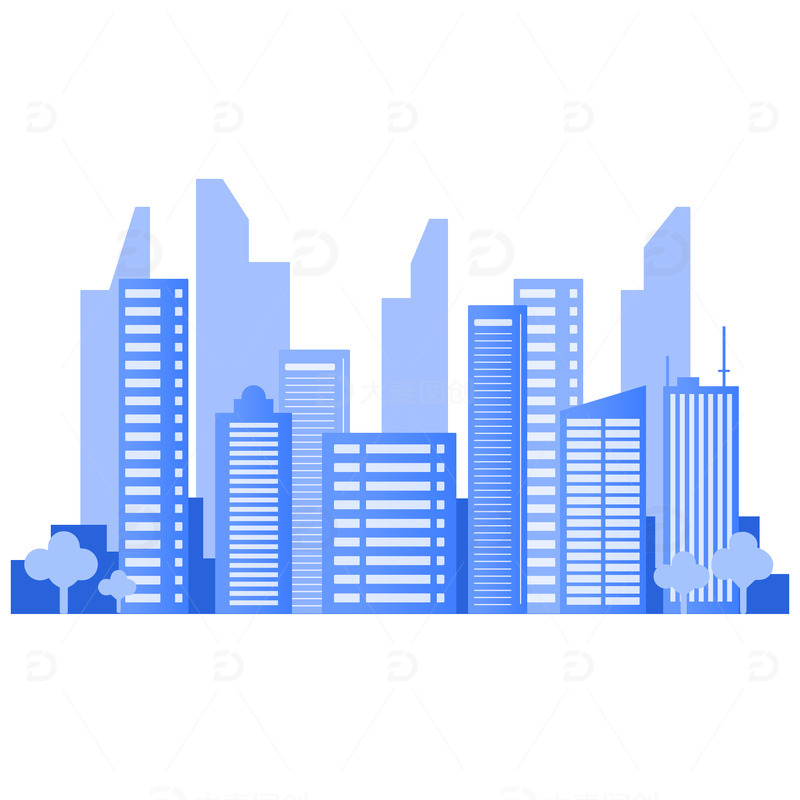 源文件下载【趣麦麦图】蓝色科技高楼大厦城市