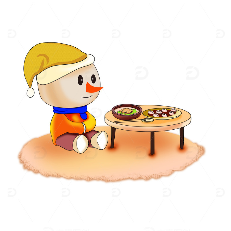 源文件下载【趣麦麦图】手绘雪人火锅素材