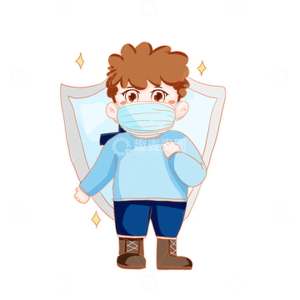 源文件下载【趣麦麦图】戴口罩小男孩口罩防护卫生手绘元素