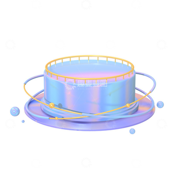 源文件下载【趣麦麦图】蓝紫色霓虹3D环绕展台产品展示渐变舞台