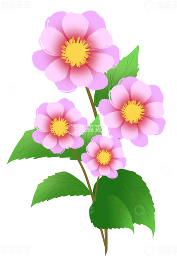 源文件下载【趣麦麦图】粉色植物花卉手绘