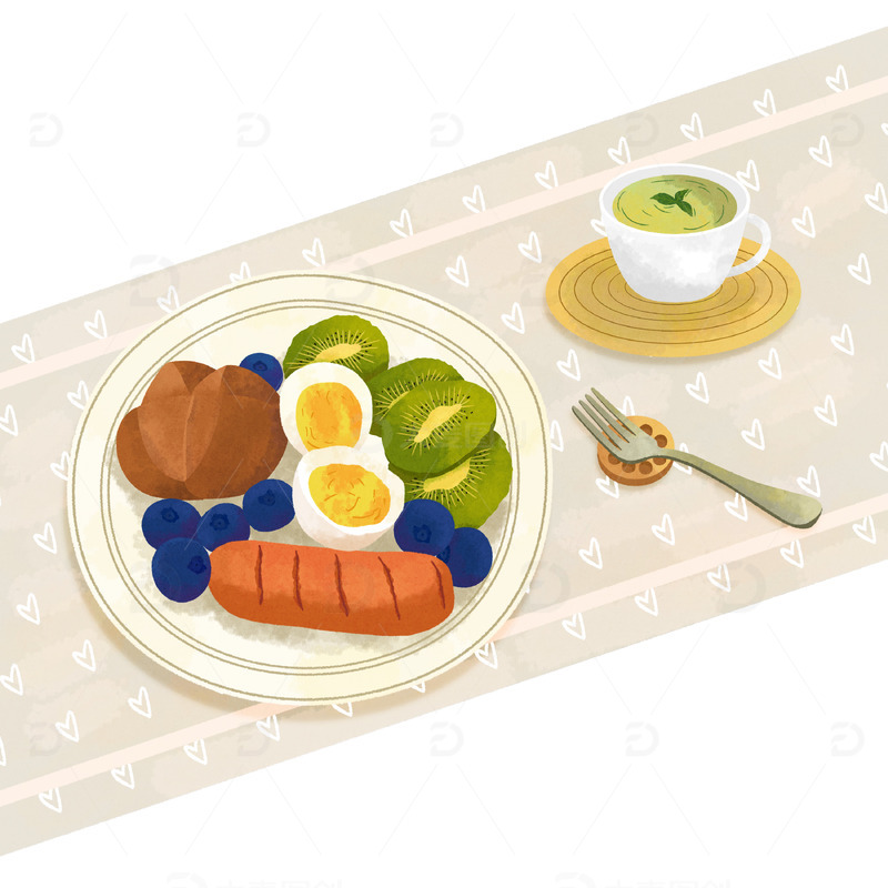 源文件下载【趣麦麦图】手绘健康美食营养餐